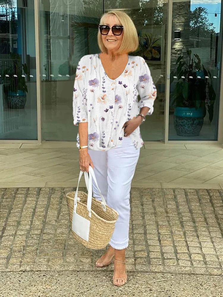 Nelly™ | Blomstret Bluse med Lett og Elegant Følelse