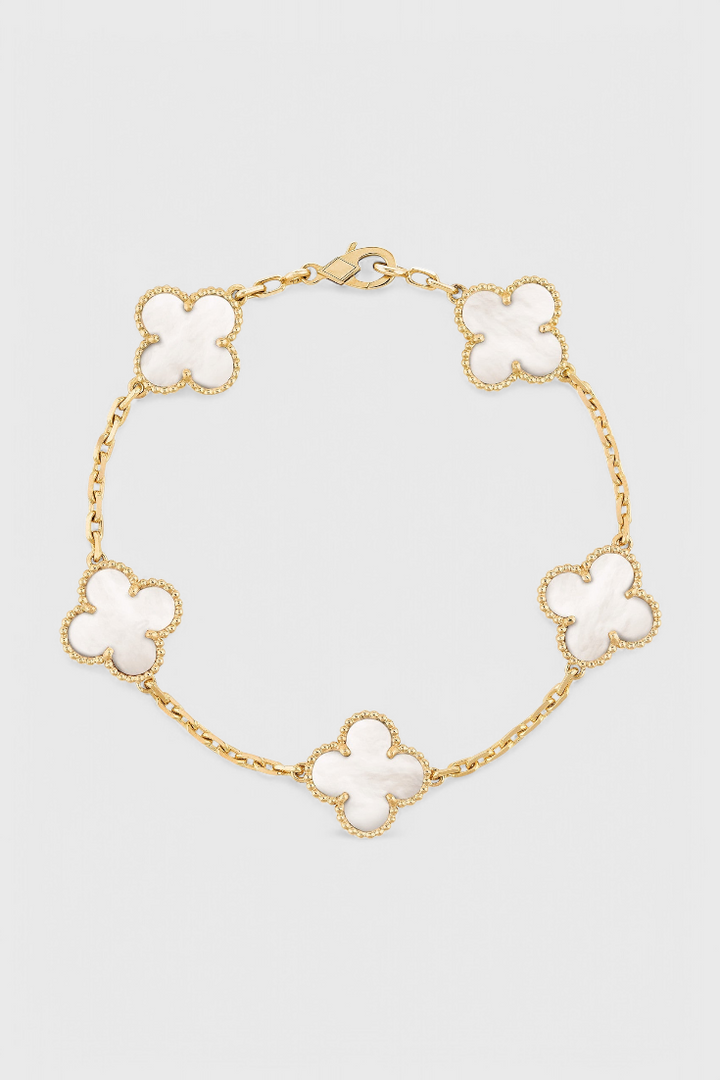 Auvira™︱Firekløver gullbelagt armbånd