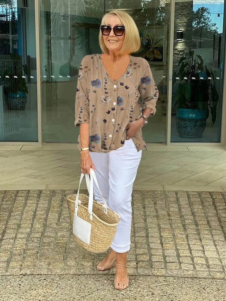 Nelly™ | Blomstret Bluse med Lett og Elegant Følelse