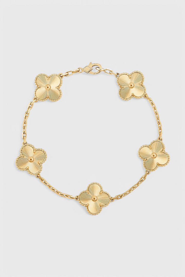 Auvira™︱Firekløver gullbelagt armbånd