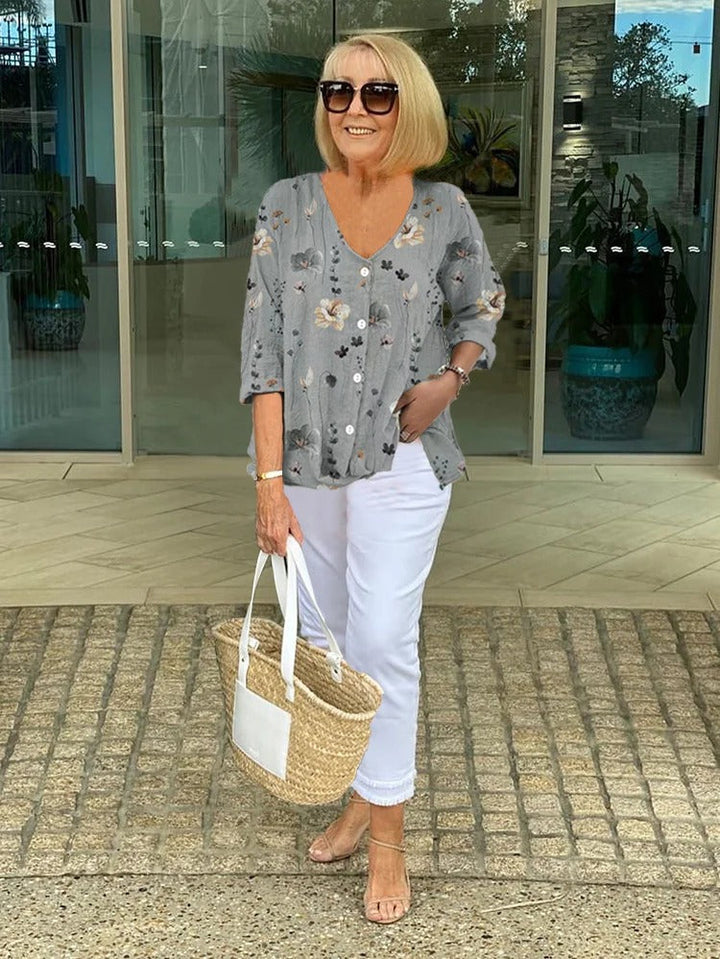 Nelly™ | Blomstret Bluse med Lett og Elegant Følelse