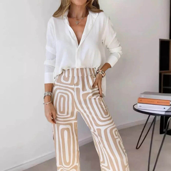 Elisabeth™ | Stilfullt bluse- og buksesett med belte