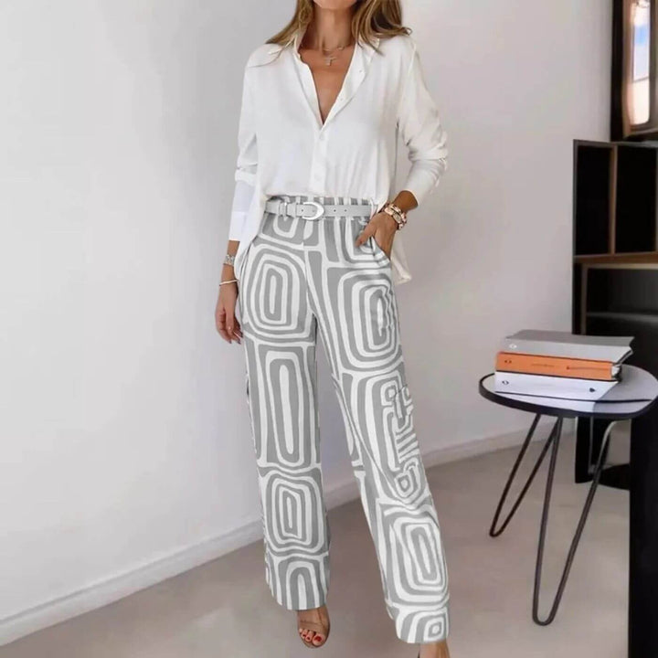 Elisabeth™ | Stilfullt bluse- og buksesett med belte