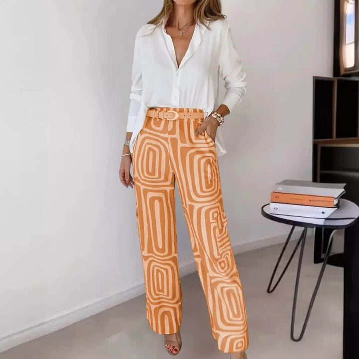 Elisabeth™ | Stilfullt bluse- og buksesett med belte