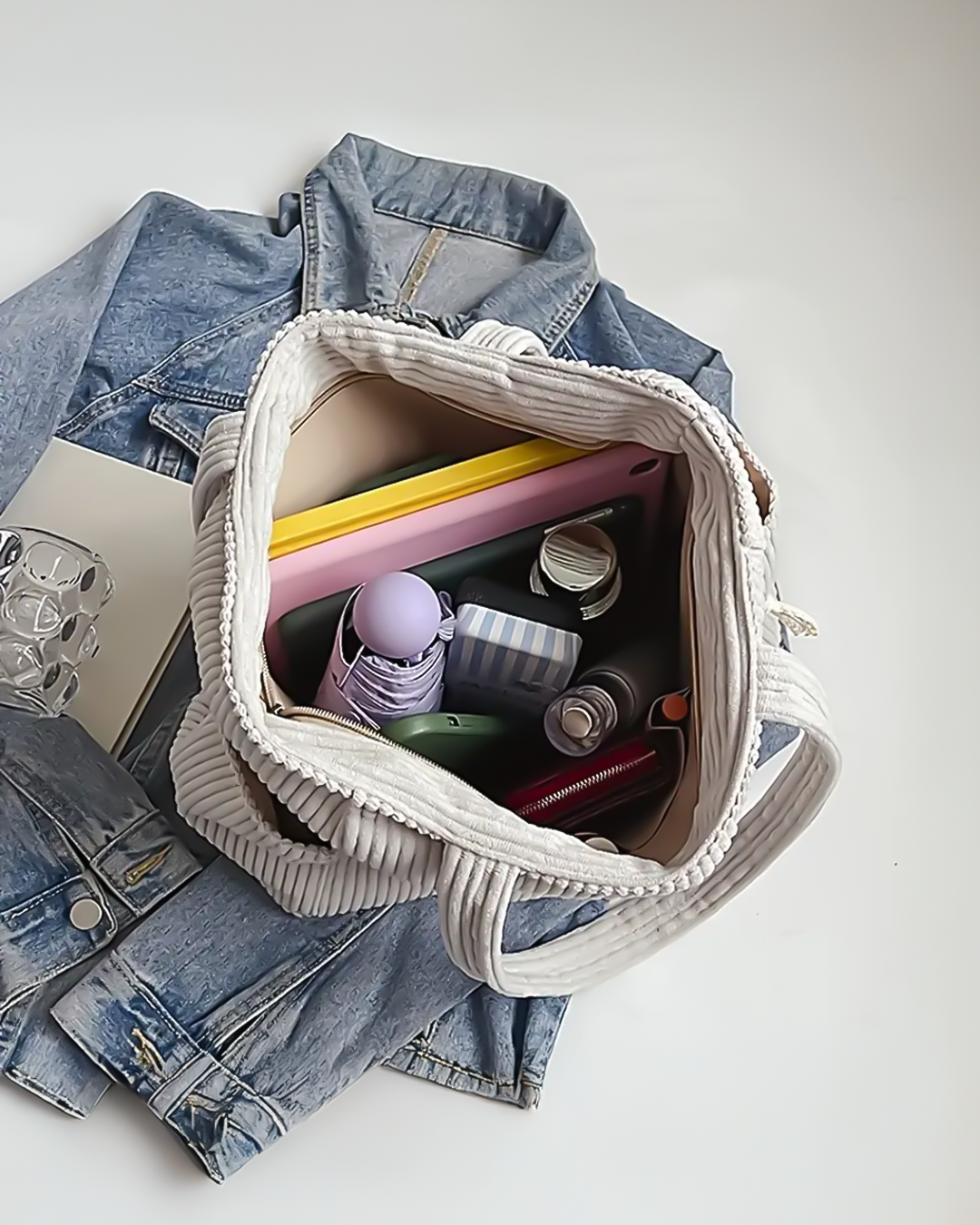 Hanna™️ | Håndveske med ribbet struktur og snordetalj