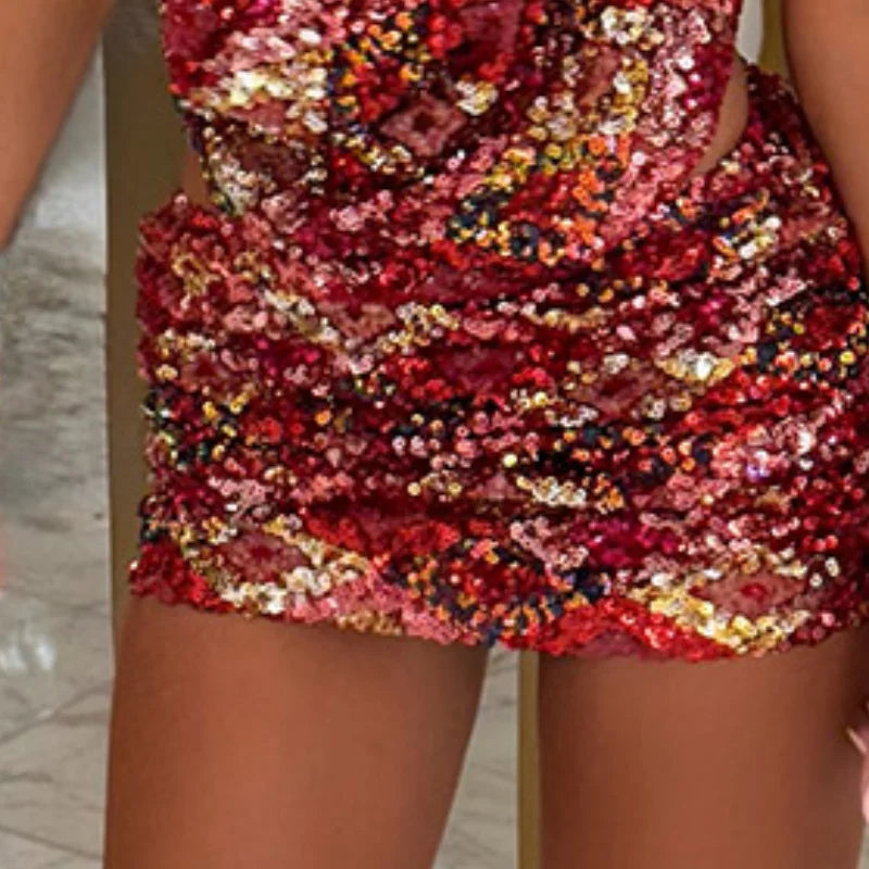 Maya™️ | Paljettsett med Halterneck og Bodycon Miniskjørt