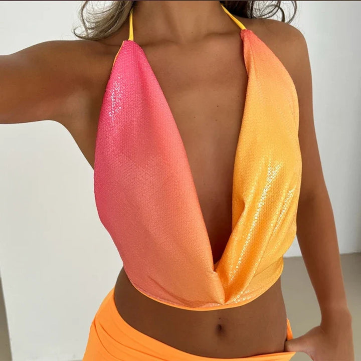 Maya™️ | Paljettsett med Halterneck og Bodycon Miniskjørt