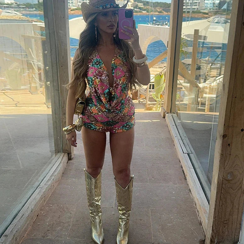 Maya™️ | Paljettsett med Halterneck og Bodycon Miniskjørt