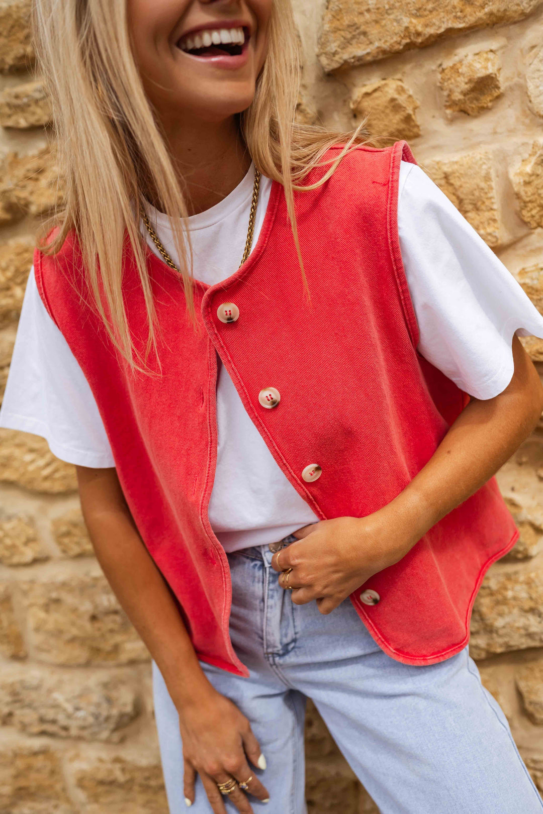 Hedda™ | Sommerlig Vestdesign i Strukturert Stoff